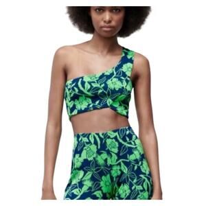 NWT ZARA One Shoulder Floral Tropical Print Crop Top S